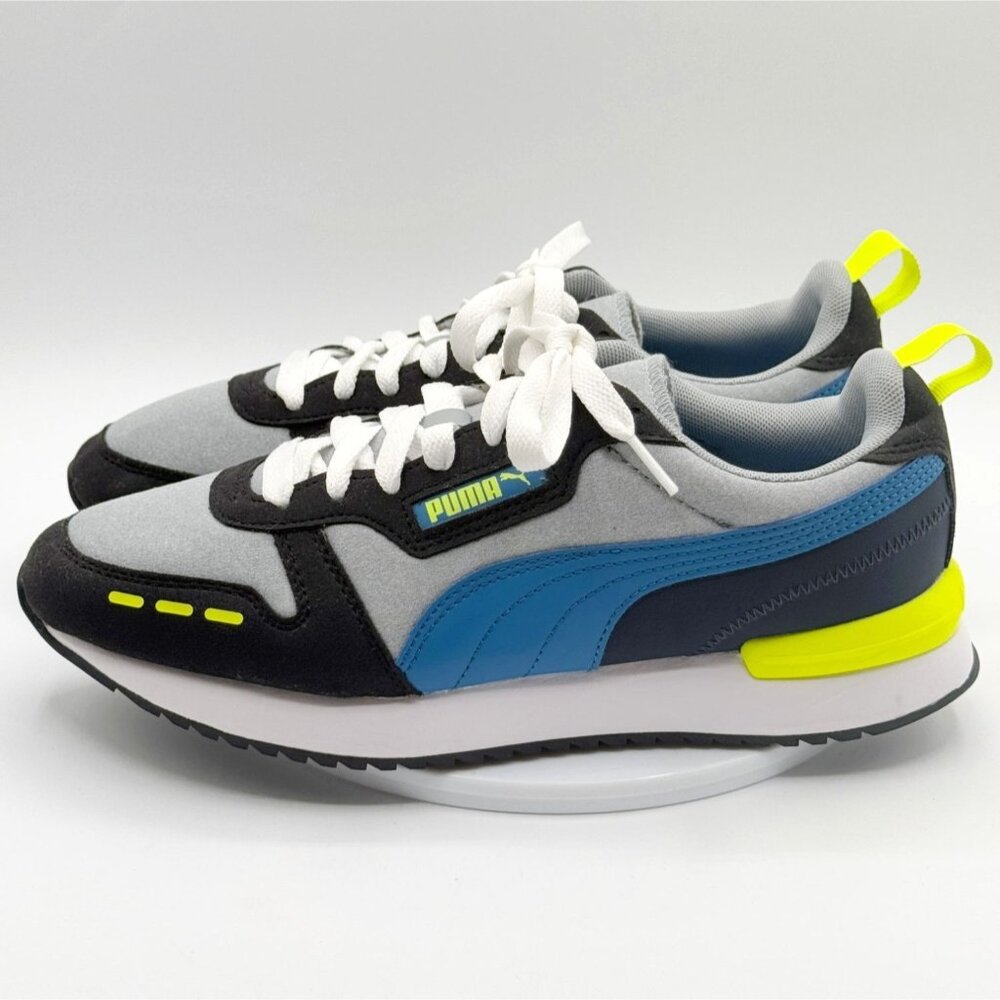 Puma Gray Blue Black Neon Yellow Sneakers